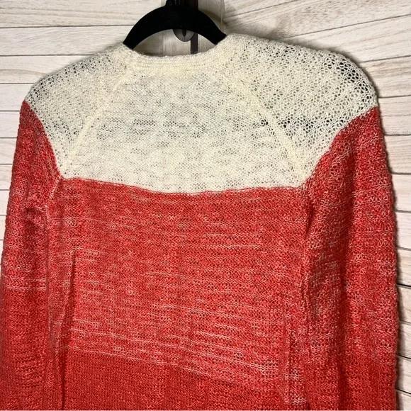 Cloud Chaser Color Block Cream and Pink Acrylic Knit V Neck Sweater - Picture 6 of 11